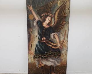 Lot # : 27 - Vintage Peruvian Cuzco School-style oil painting