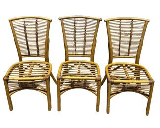 Lot # : 742 - 3 vintage bamboo chairs