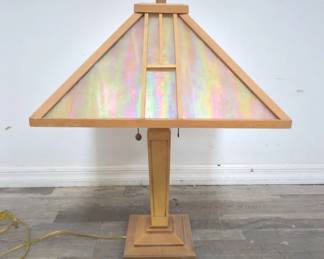 Lot # : 610a - Mission Arts and Crafts style stained glass table