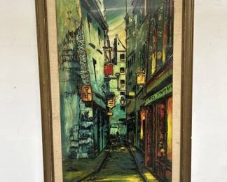 Lot # : 514a - Mid century reverse glass painting framed art