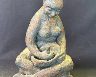 Lot # : 450z - Vintage handmade clay woman sculpture