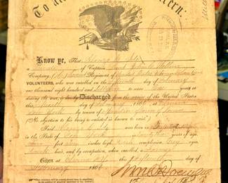 1866 Civil War discharge papers