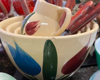 USA Ovenware Floral Pottery Bowls