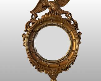 Syroco Gilt Wood Federal Eagle Convex Mirror, Circa. 1960
