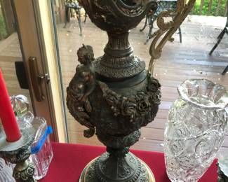 White metal large Victorian urn