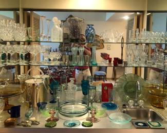 Hand blown glass and vintage bar glassware