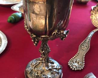 An ornate decorative chalice made by the famous Hunt Roskell silversmiths.