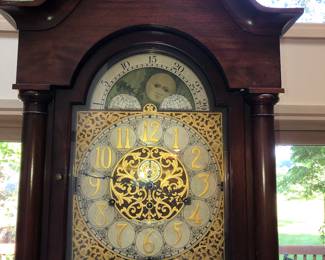 Cowell & Hubbard moon phase, 6 tube, tall case clock may be a Herschede movement. This clock descended in a branch of the family that once lived in what is now the Shaker historical society on S. Park Blvd.