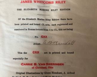 A partial set of books once belonging to a member of the Van Sweringen family of Shaker Hts. My clients family once lived in Van home on South Park Blvd and another branch of the family in the house that became the Shaker Historical Society.