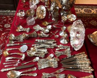A large collection of Gorham Strausburg sterling flatware.