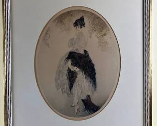 Lot 126- Louis Icart "La Lettre" Framed Etching by Morris & Bendien Publishers Inc. NY