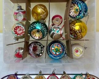 Lot 54- Vintage Shiny Bright and Mercury Glass Indent Ball Ornaments