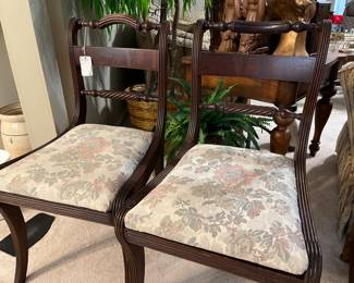 Pair of chairs from Regency era Great Britain circa 1810.