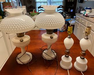 Milk glass lamps