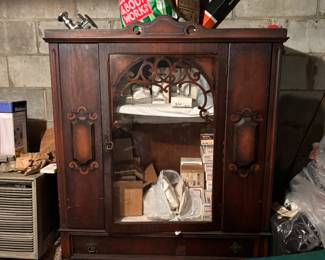 Antique china closet…2 shelves, 2 drawers.