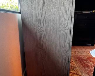 $1800 USD    Restoration Hardware Dresser B239-08     Crafted by Richard Forwood, this piece takes inspiration from 1970s European Brutalism – an aesthetic movement and architectural style known for its sculptural, angular forms. Richly dimensional faceted diamonds are pieced by hand with precisely mitered edges, their geometric faceted symmetry grounded by the rusticity of American oak. Dimensions: 47x 21.5 x 45.5H in
Condition: Lightly used and in very good condition.
Location: Local pick up Lake Oswego, OR 97034.  Shipping suggestions available upon request.      https://goodbyhello.com/products/custom-steel-lattice-seat-chairs-w-white-leather-cushions-239-07-copy?_pos=2&_sid=f4ac17e30&_ss=r