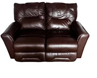 $950 USD     La-Z-Boy Cordovan Leather Double Reclining Loveseat MH246-1      Sink into the rich, supple leather and recline in comfort with the wall away feature, perfect for small spaces. Elevate your style and relaxation with this elevated piece of furniture.

Dimensions: 61 x 40 x 37H in

Condition: Used in very good condition.   

Location: Local pick up Lake Oswego, OR 97035. Shipper suggestions available upon request.       https://goodbyhello.com/products/lazy-boy-cordovan-leather-wall-away-2-seater-loveseat-246-01?_pos=1&_sid=f221fba08&_ss=r