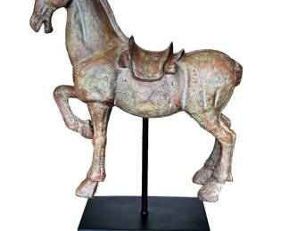 $75 USD     Asian Figurine Horse Statue 239-25     With its graceful prancing gesture and weathered appearance, this horse has the look of a vintage find. It’s a handsome art figure for a mantel or a tabletop, and creates a natural complement to other favorite collectibles.

Dimensions: 14.5 x 5 x 20H in
Condition: In very good condition with expected signs of age and wear based on the nature of the piece.

Location: Local pick up Lake Oswego, OR 97034.  Shipping suggestions available upon request.     https://goodbyhello.com/products/asian-figurine-horse-statue-239-24-copy?_pos=1&_sid=6caa0fa1a&_ss=r