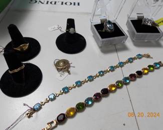 Gold rings and bracelets