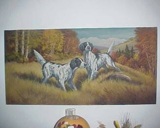 A large hunting dog art piece.