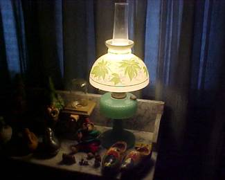 An unbelievable vintage jadite lamp