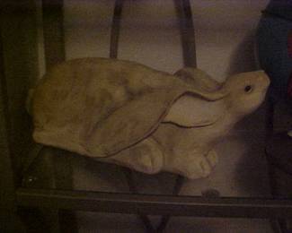A large rabbit figurine.