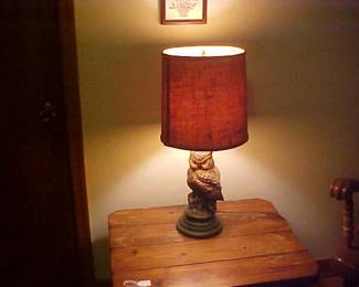 A large owl lamp.