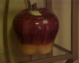 An apple cookie jar.