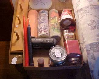 A box lot of candles.