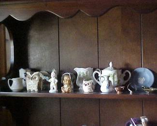 Close-up of the items on the hutch.