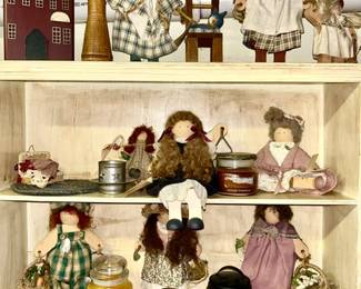 Collectible wooden dolls, misc. vintage & modern decor (some items SOLD)