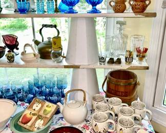 Collectible glassware, pottery mugs, etc. 