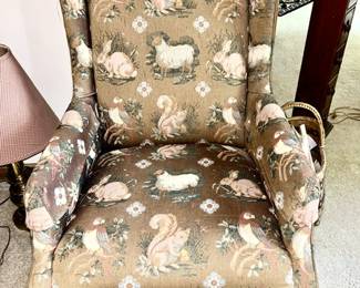 Animal print side chair, close-up view