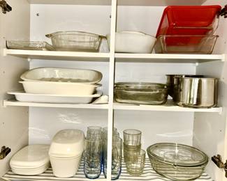 Kitchen items, glasses, bakeware (some SOLD)