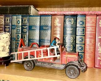 Reproduction cast iron fire truck, books (some SOLD)
