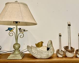 Modern bird lamp and decor (swans SOLD)
