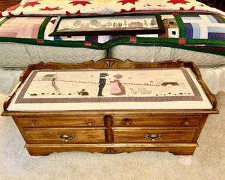 Lane cedar chest with needlework design top