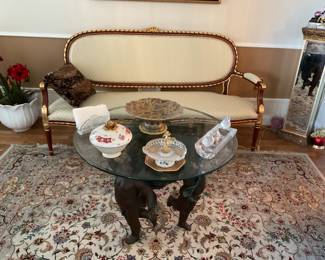 Sofa with Glass top Coffee Cherub Table