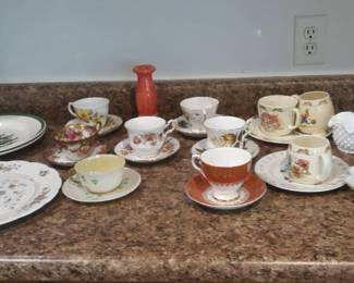 Belleek, Spode, Bunnykins, Milk Glass, Porcelain Cups, and Saucers.