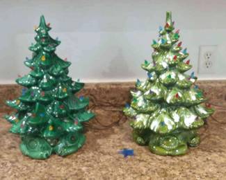 Pair Ceramic Christmas Trees 1 Musical