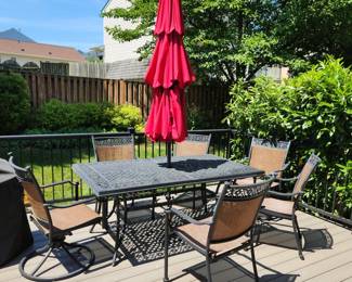 Outdoor furniture: table with 6 chairs.  UMBRELLA NOT FOR SALE