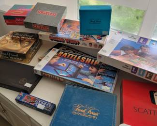 Vintage Toys: Battleship, Scrabble, Jenga, Scattergories, Trivial Pursuit, Sorry, Scruples, Adverteasing etc.