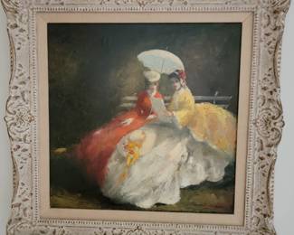 Oil on canvas: in a Impressionistic Style by Fritz Moritz c. 1900 Dusseldorf 