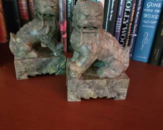 Pair of Marble Foo dog bookends.