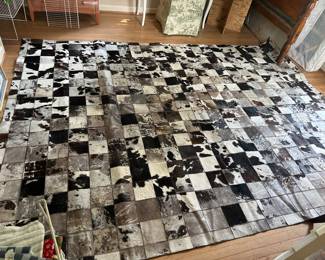 Cowhide patchwork rug