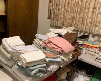 linens  and vintage curtains 