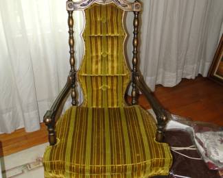 3 of these green striped velour chairs