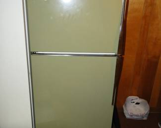 Vintage avocado green refrigerator