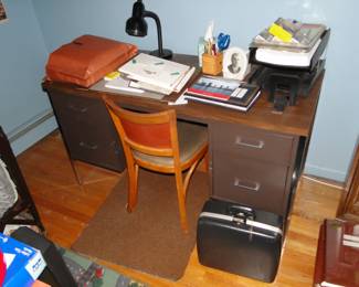 Desk, metal and wood