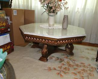 Marble top octagon shaped table